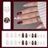 Pack of 24 French Press on Nails Almond, Burgundy Bow