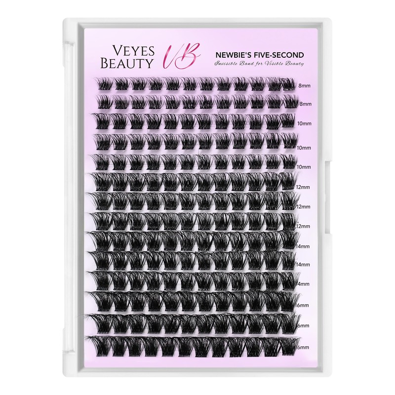 VEYESBEAUTY Lash Clusters Individual Eyelash Extensions Thin & Invisible Band