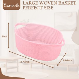 Yzawotk Cute Woven Gift Basket with Handle, Baskets for Gifts Empty, Present Containers for Mother's Day Baby Shower Raffle Burr, Decorative Organizer Box for Storage Baby Toy, 13.77 x 8.66 x 6
