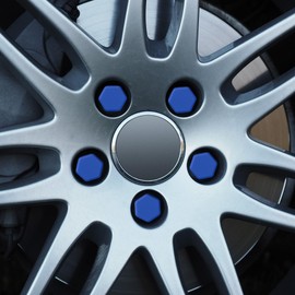 kwmobile 20 x Covers for 21 mm Wheel Nuts Car Wheel Bolt Cover Nut Caps in Dark Blue