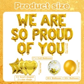 42PCS Congratulations Banner,graduation Decorations,graduation Balloons,We Are So Proud of You Decorations Gold Foil Balloons,Suitable for College and High School Graduation.