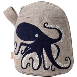 Kusubashi Mon-Ori moritaMiW MiW Gusseted Pouch Deep Sea Dance Octopus, Beige, A-68688-90-BE