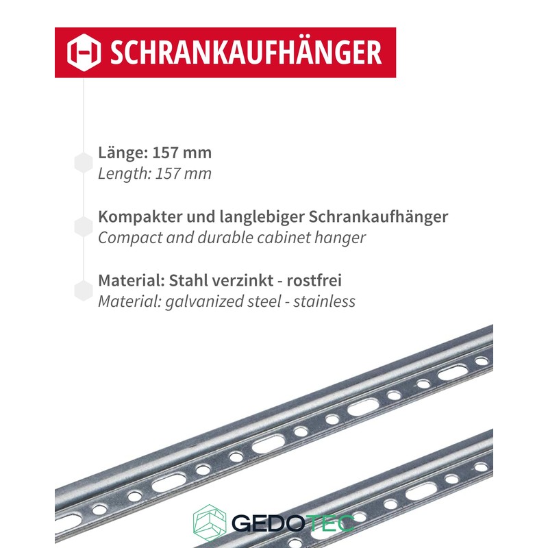 Gedotec Schrankaufhänger-schiene Suspension Rails for Wall Cabinets - Steel Zinc