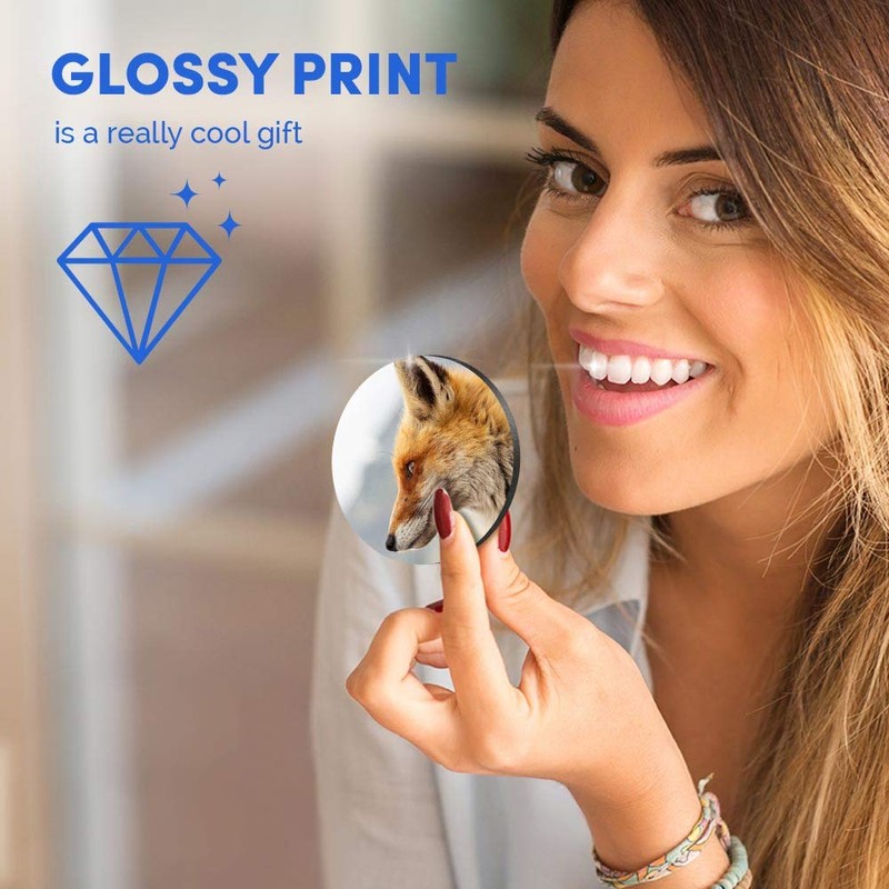 1 x Round MDF Magnet - Red Wildfox Nature Wildlife