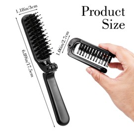 2Pcs Travel Folding Hair Brush Collapsable Anti-Static Hairs Comb Mini Boar Bristle Hair Brushes Portable Pocket Beard Brush Thick Thin Curly Straight Wet Dry Hairs Styling Tool for Women Men
