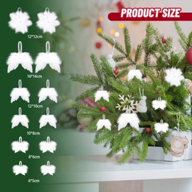 CharmBurst Pack of 12 Angel Wings Christmas White Christmas Tree Decoration Feather Wings Decoration Tree Decoration White for Christmas Decoration Tree, Christmas Party DIY Christmas Decoration