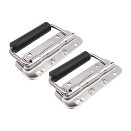 Hsthe Sea 2 Stück Metallgriffe für Truhenkisten, Federklappgriff, Gepäckbeschläge, Edelstahl-Federklappgriff, Flightcase-Griff für Werkzeugkisten, Aufbewahrungsboxen, Ersatz