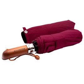 Kelinter® Wooden Handle Windproof Folding Umbrella with Auto Open and Close Teflon 300 T with 10 Reinforced Poles, grey