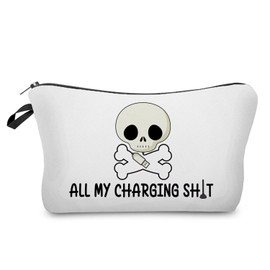 Livel lhood All My Charging Makeup Bag Cute Small Organizer Zipper Pouch Skull Cosmetic Bag Birthday Present for Women Friends, hzj0613, Small