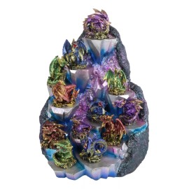 Ebros Fantasy 12 Mini Dragons With LED Lighted Glacier Mountain Display Set