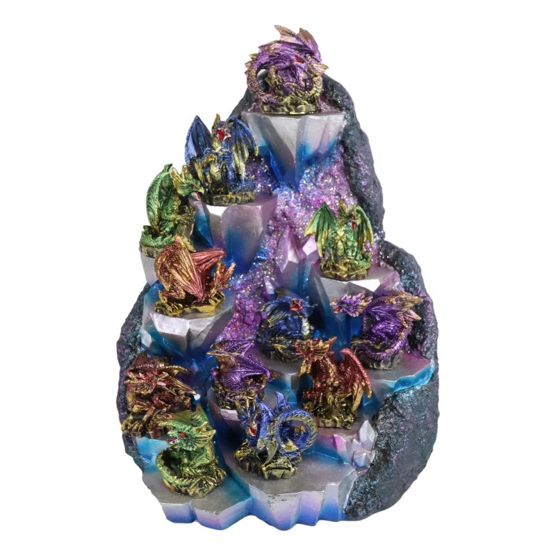 Ebros Fantasy 12 Mini Dragons With LED Lighted Glacier Mountain