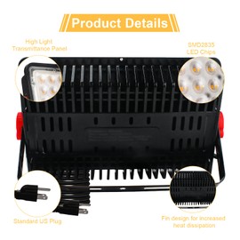 200W LED Flood Lights Outdoor, 3000K Warm White Plug in Flood Light, 20000LM Super Bright Security Lights Work Light, IP66 Waterproof Floodlight for Basketball Court, Yard, Garden, Playground, 2 Pack