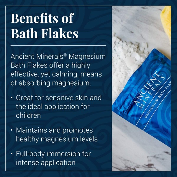 Ancient Minerals Magnesium Bath Flakes of Pure Genuine Zechstein Chloride - Resealable Magnesium Supplement Bag That Will Outperform Leading Epsom Salts (4.4 lb)