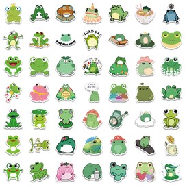 Frog Stickers, 100 PCS Cartoon Animal Stickers for Laptop, Water Bottle, Guitar, Motorcycle, Bike, Skateboard, Luggage, Phone, Cute Vinyl Waterproof Decals for Kids Teen DIY Decoration (Frog-100pcs)