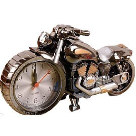 [morningplace] Motorcycle Harley Style Alarm Clock Cool Metallic Classic Interior (Black I.)