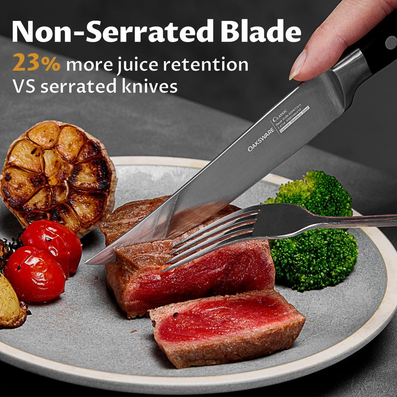 Steak Knives Set of 8, 5 Inch Non Serrated Steak