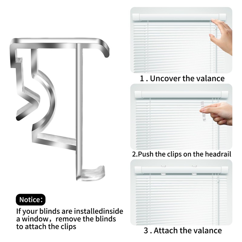 12 Pcs Valance Blind Clips Replacement Clear 2 Inch Plastic