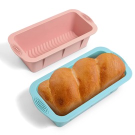 SYCYKA Molde para Pan, 2 Piezas Moldes de Silicona para Hornear, Molde para Panque Antiadherente, Molde para Hornear Rectangular Antiadherente para Pan, Postres, Pasteles, Panqué, Libres de BPA