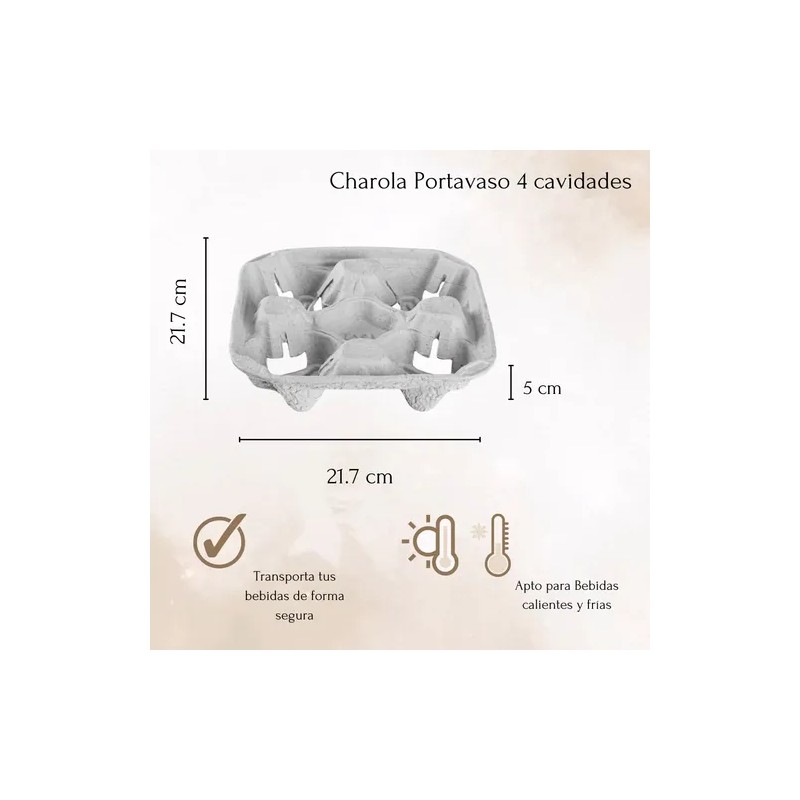 Porta Vasos De Cafe Biodegradable 4 Cavidades -75 Piezas-