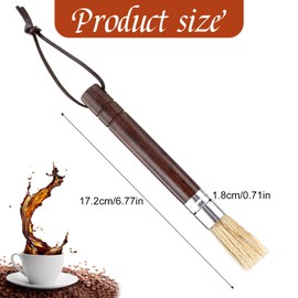 Nogeqi Barista Wooden Brush with Natural Bristles, Cleaning Brush, Coffee Brush, Portafilter Brush, Coffee Brush, Wooden Handle, Coffee Brush, Espresso with Ergonomic Handle (Dark Brown)