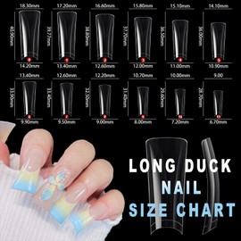 ASONRL 504Pcs Clear Duck Nail Tips Half Cover XXL Long Duck Nails Tips Press On - 12 Sizes Acrylic Gel DIY Nail Extensions for Salon-Worthy Duck Shaped Manicures & Nail Art with Box