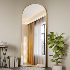 Koonmi Full Length Mirror, 65"x24" Arched Gold Mirror Full Length, Standing Hanging or Leaning Full Body Mirror with Aluminum Alloy Frame for Living Room and Bedroom