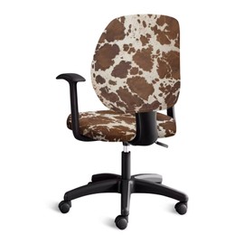 Talayituse Brown Cow Print Office Chair Cover Computer Chair Cover, Protective & Stretchable Universal Rotating Chairs Slipcovers 2 Piece for Desk Chair Covers