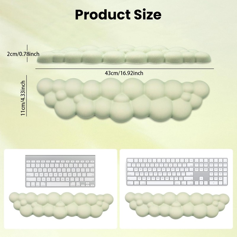 Ergonomic Memory Foam Cloud Keyboard Wrist Rest - Green Support