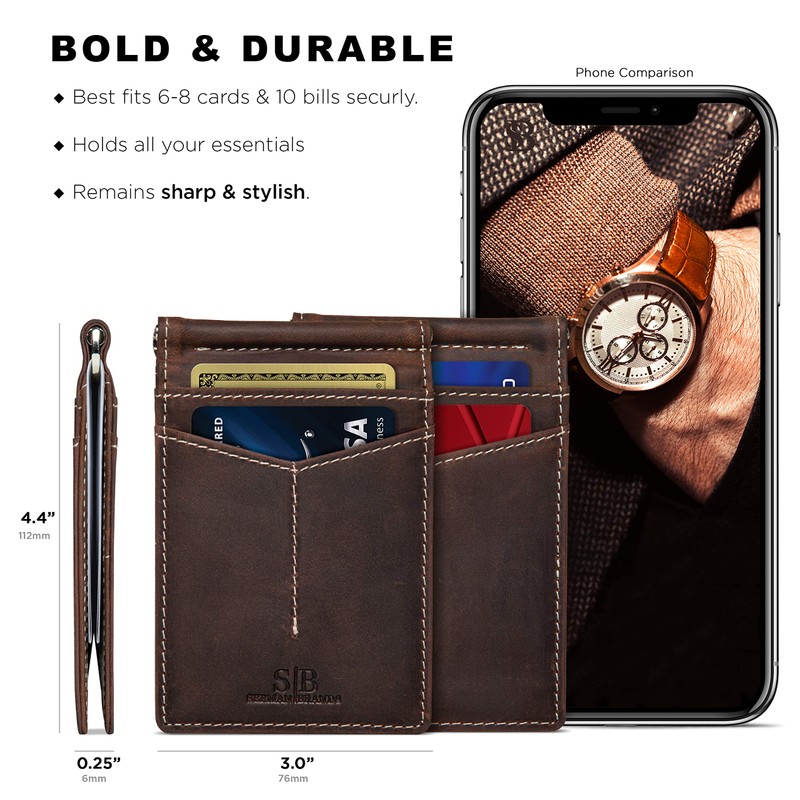 SERMAN BRANDS RFID Blocking Wallet Slim Bifold - Genuine Leather