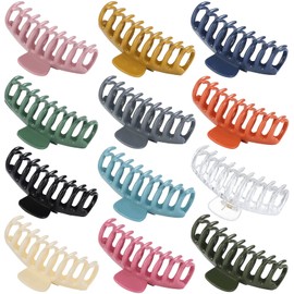 NEW LIVE 12 Pack Hair Claw Clips Large 4.3 Inch Hair Clips Stylish Barrettes in 12 Colors for Women