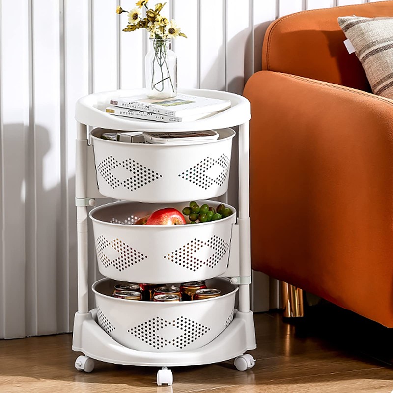 Kaibrite Rotating Kitchen Storage Rack, Multi-Layer Revolving Basket Kitchen Shelf