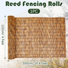 Barydat Reed Fence Roller, Privacy Patio Screen Decorative Fences Reed Screen Curtain for Garden Backyard Patio Balconies(1 Pcs,4 x 16.4 ft)