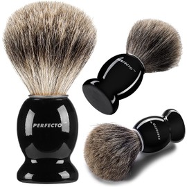 Perfecto 100% Pure Badger Shaving Brush-Black Handle- Engineered for The Best Shave of Your Life. for, Safety Razor, Double Edge Razor, Straight Razor or Shaving Razor, Its The Best Badger Brush.