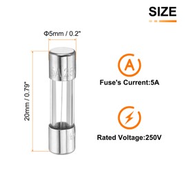 HARFINGTON 20pcs Fuses 5A 250 Volt Fast Blow Glass Fuse F5AL250V 5x20mm Fast Acting Fuses for Christmas Light Electrical Systems Microwave Ovens TVs Fans Lights Oven