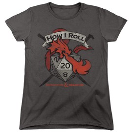 Dungeons & Dragons How I Roll D and D Women's T Shirt, Charcoal, Large