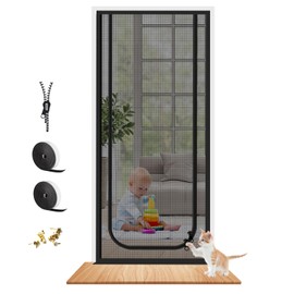 Dixutzi Dixutzi Pet Screen Door Thickened Cat Resistant Mesh Screen Door for Living Room, Bedroom, Kitchen, Patio, Dog Cat Scratch Proof Screen with Zipper Closure (Fits Door Size up to 35'x 80', Black)