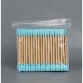 100 pcs Double Ended Cotton Wwabs Wood Tools Blackhead Extractor Tool Cleaning Ear Cotton Swab Ear Cotton Swabs Swab Sticks Ear Wax Absorbent Cotton Cosmetic Swabs Disposable (Blue)
