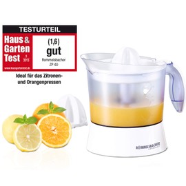 ROMMELSBACHER Zitruspresse ZP 40 – 1 Liter Saftbehälter, leiser Motor, Rechts-/Linkslauf, Einstellung des Fruchtfleischgehaltes, 2 Presskegel für große und kleine Früchte, 40 Watt, weiß