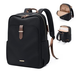 GOLF QUALITY Laptop Backpack for Women,Casual Work Business Backpacks Purse Carry on Travel Backpack,15.6 Inch,Black