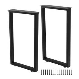 ALLCOS Metal Table Legs 28 Inch Heavy Duty Desk Legs Dinig Table Legs Black Metal Coffee Table Legs with Adjustable Feet Pads, Black, Set of 2