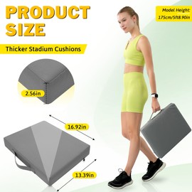 FASTMOMENT 2 Pcs Stadium Seat Cushions Waterproof Bleacher Seat Cushions Indoor & Outdoor Seat Cushion for Bleachers Portable Stadium Cushion for Sports Events, Office Chairs, Beaches (2-Pack, Grey)