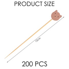 ZGDEIWGF Pack of 200 Bear Fruit Picks, Small Picks, Artistic Bamboo Skewers, Creative Fruit Picks, Finger Food Accessories, Finger Food Skewers
