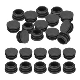PATIKIL 7/8" Plastic Tubing End Caps, 24Pcs Round Hole Plug Insert for Round Iron Pipe Chair Leg Table Bookshelves Patio Furniture, Black