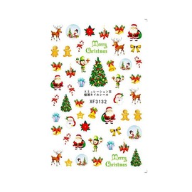 Generic Christmas Nail Sticker Santa's Sleigh Reindeer Ornament Wreath Candy Tree Xf3132 Nail Wraps Stickers Manicure Supplies for Women Nails Full Long Lasting Easy Apply and Remove