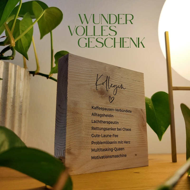 Kollegin Geschenk - Synonyme Kollegin Holzbild + Reagenzglas zum Hinstellen