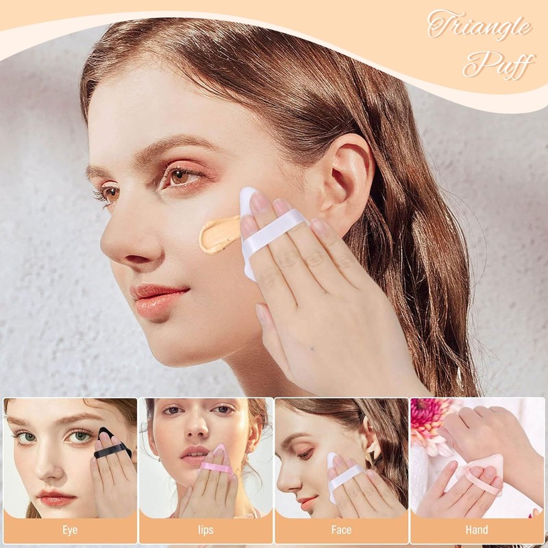 AstraGlam Triangular Powder Puff Set, 30 Pieces, Soft Crystal Velvet