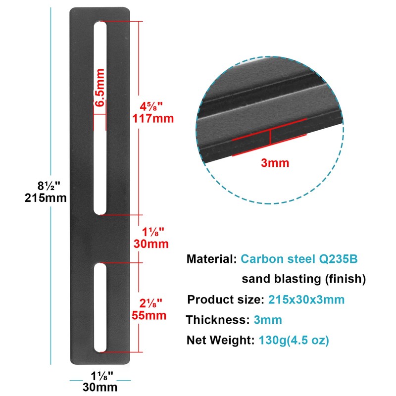 10 PCS Black Adjustable Flat Mending Plate with Slotted Hole