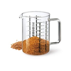 Simax Glass Measuring Cup: 16 Oz Measuring Cups Glass - Liter, Oz and Ml Measuring Cup for Liquid - Borosilicate Glass Metric Measuring Cups in Gram - Measure Flour and Sugar Grams - Easy Pour Spout