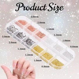 Nail Charms and Gems for Nails Art Rhinestones Kit Metal Nail Beads Glass Rhinestones Round Crystal Gems Luxurious Pearl Small Round Caviar Beads for Acrylic Nails Manicure Decor