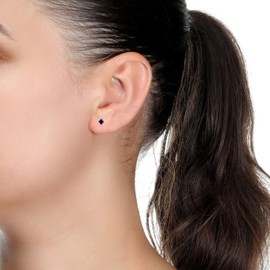 1/10 Carat Sapphire Round Stud Earrings for Women I 14k Yellow Gold Earrings I 3mm September Birthstone 4-Prong Setting I Push Back Studs by Lavari Jewelers